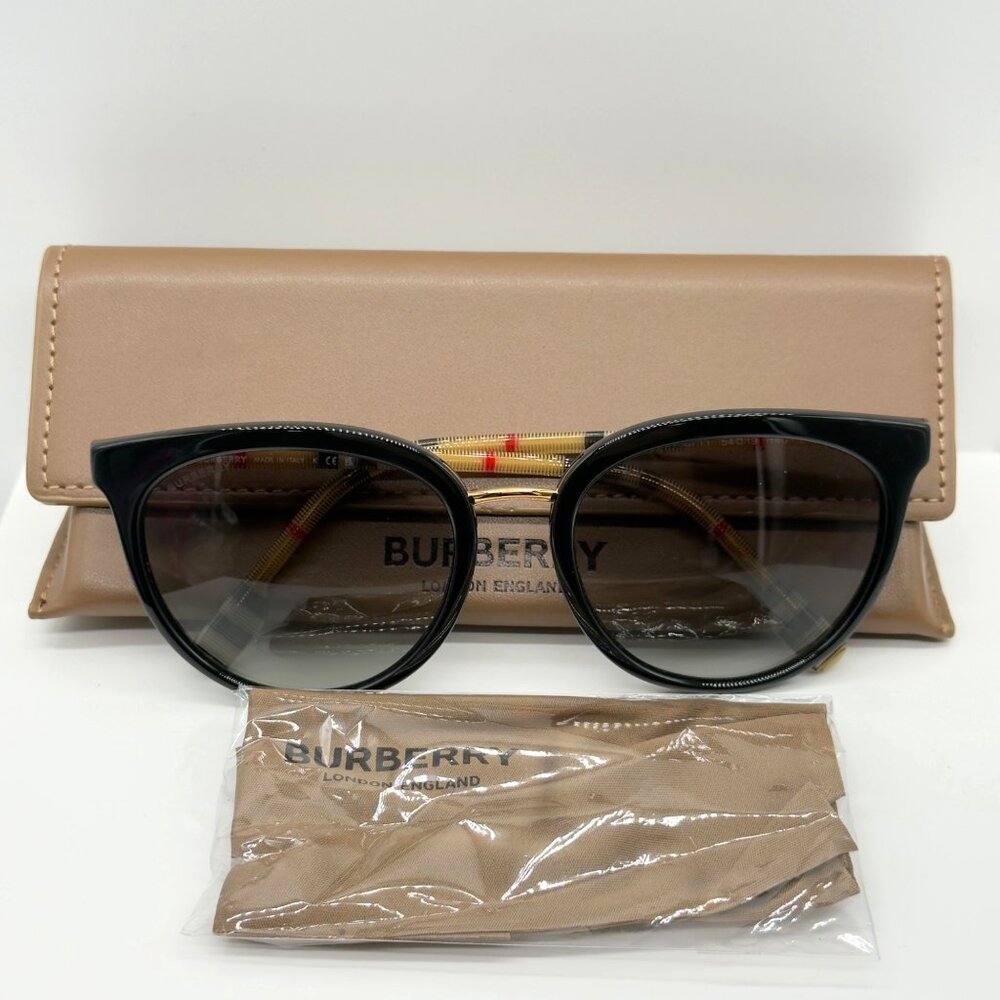 Burberry Black Round Grey Gradient Sunglasses B 4316-F 3853/11 READ